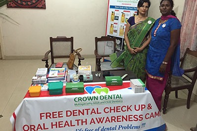 Two women dentists participated in a free dental check-up and oral health camp in Coimbatore.
